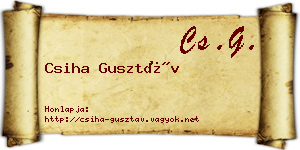 Csiha Gusztáv névjegykártya